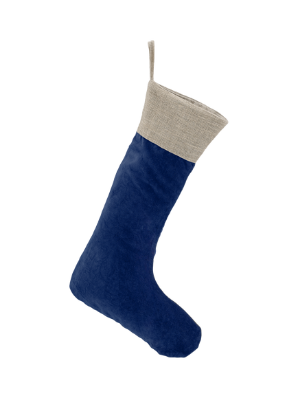 nkuku Karru Velvet Christmas Stocking, Indigo