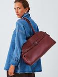 John Lewis Leather Crescent Triple Tote Bag, Burgundy