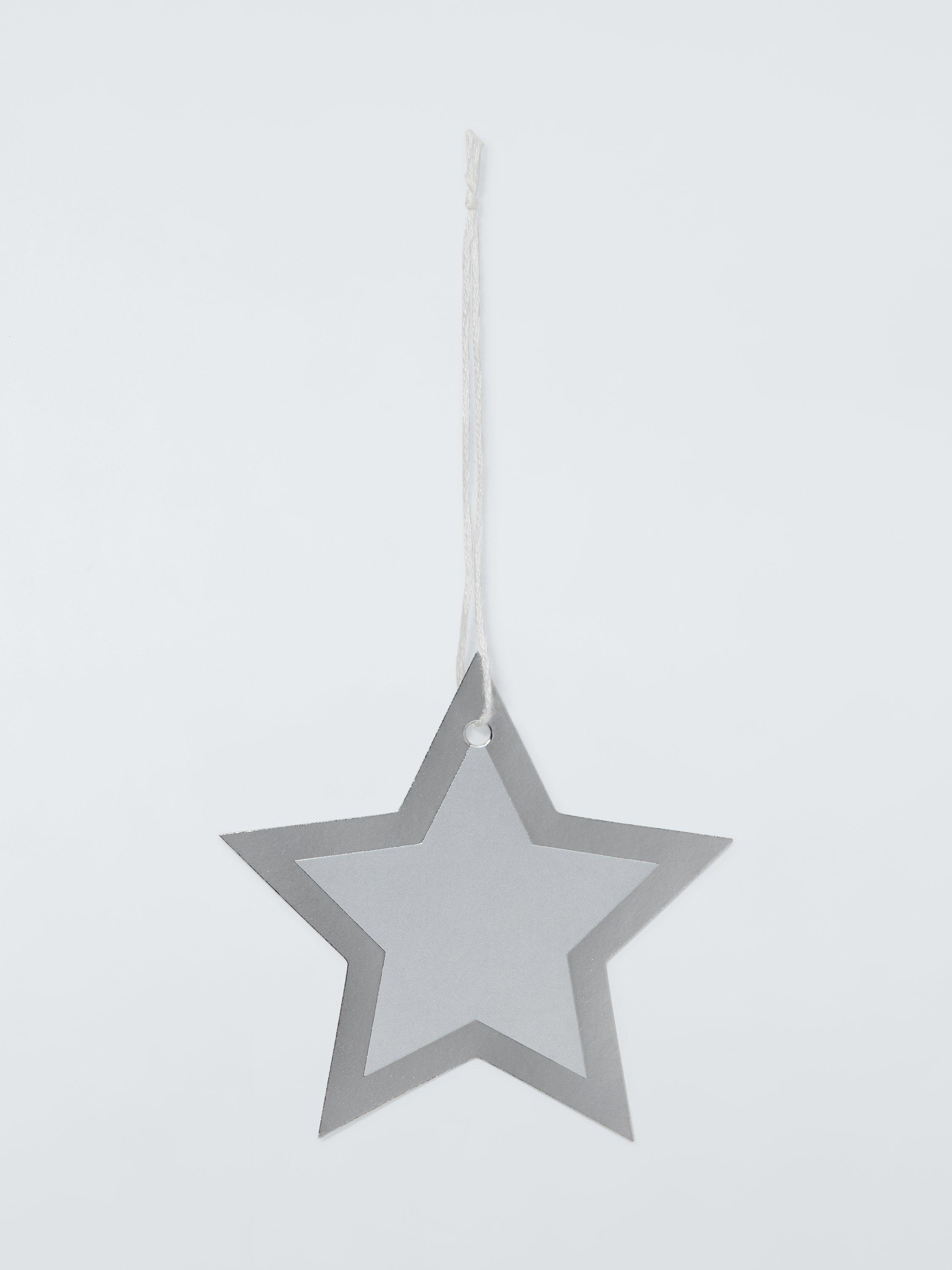 John Lewis Silver Star Gift Tags, Pack of 10