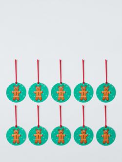 John Lewis Gingerbread Gift Tags, Pack of 10 - view 2, Green