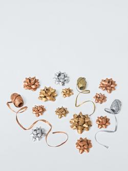 John Lewis Gift Bow and Ribbon Set, Gold/Silver/Copper, Gold/Silver
