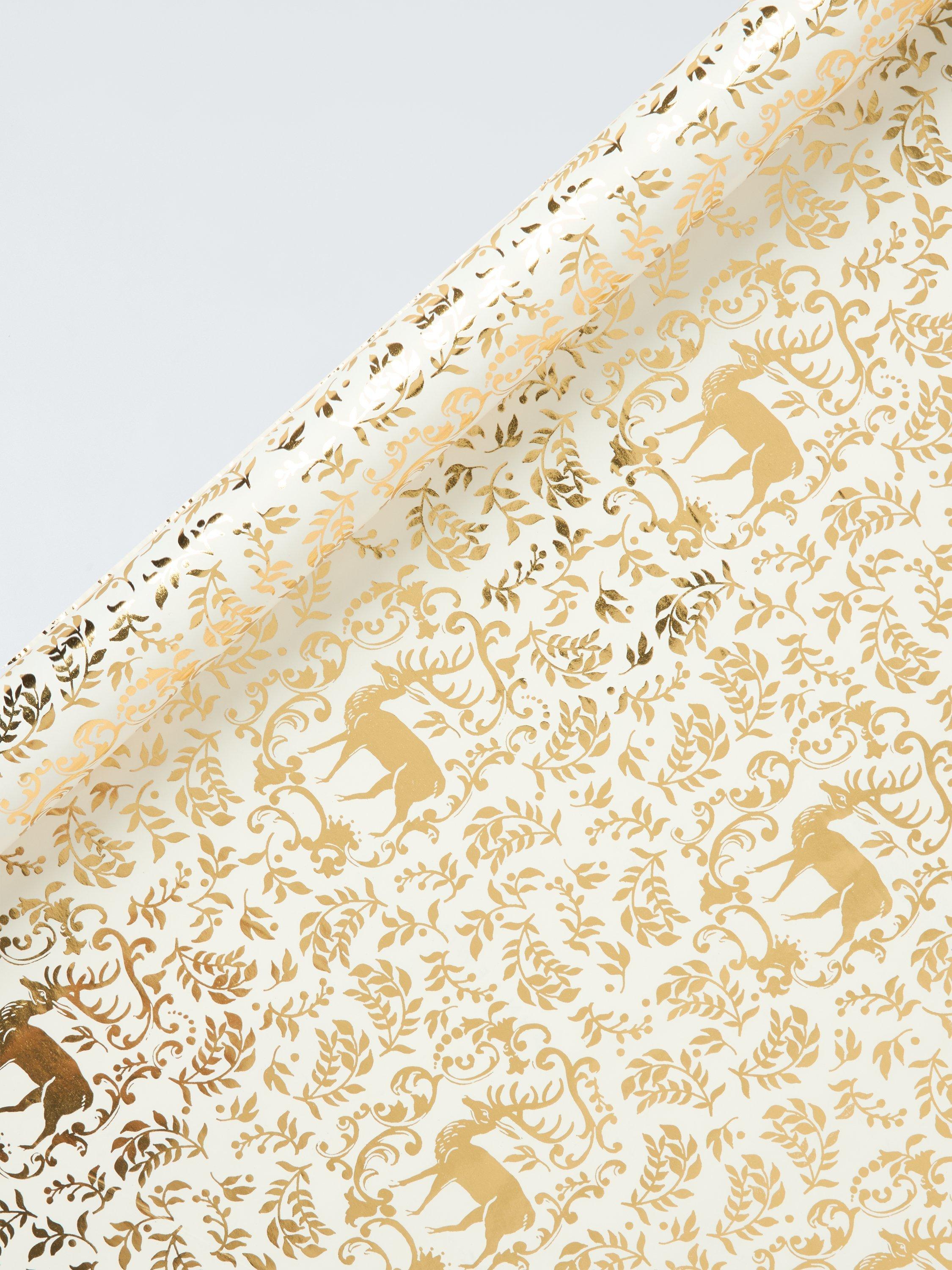 John Lewis Heritage Stag Wrapping Paper, L4m, Gold
