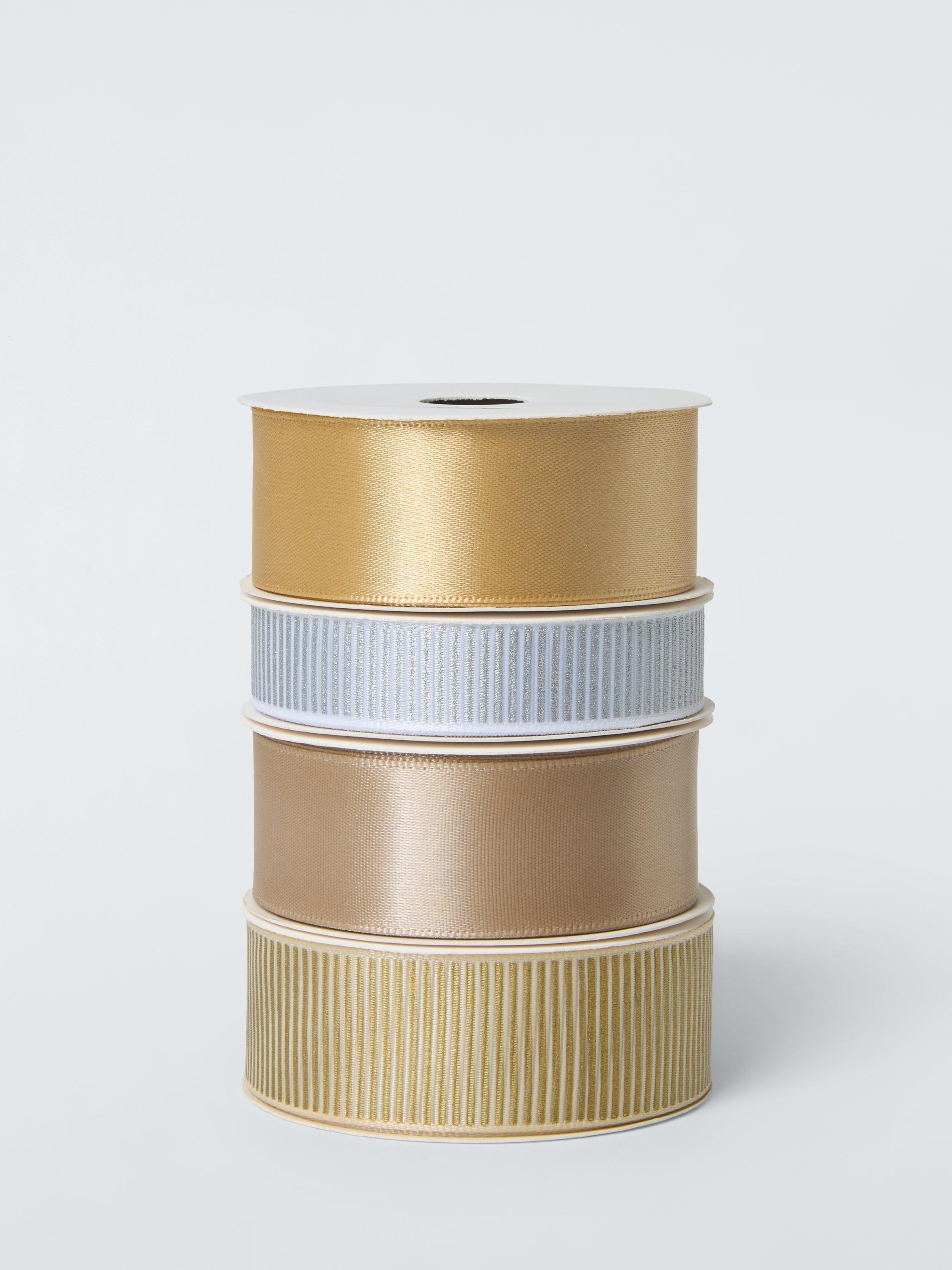 John Lewis Gift Ribbon, 4x L4m, Gold/Silver