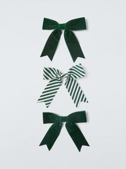 John Lewis Gift Bows, Set of 3, Green/Stripe, Green