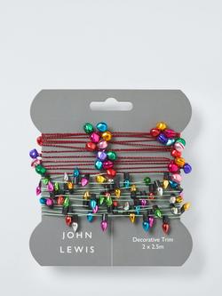 John Lewis Lights and Bells Gift Trim 2x L2.5m, Multi