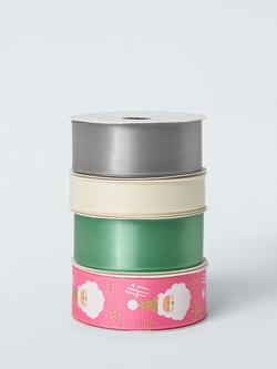 John Lewis Gift Ribbon, 4x L4m, Pink/Green, Multi