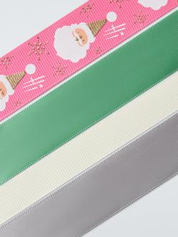 John Lewis Gift Ribbon, 4x L4m, Pink/Green - view 2, Multi
