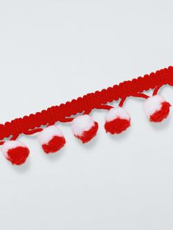 John Lewis Pom Pom Gift Trim, Red/White, 5x L2m - view 2, Red
