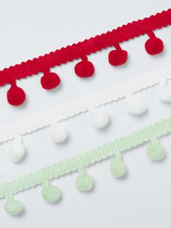 John Lewis Pom Pom Gift Trim, Red/Green/Pink, L5m - view 2, Multi