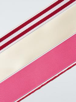 John Lewis Gift Ribbon, 4x L4m, Red/White/Pink - view 2, Red