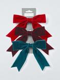 John Lewis Velvet Gift Bows, Set of 3, Red/Teal/Burgundy