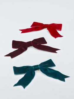 John Lewis Velvet Gift Bows, Set of 3, Red/Teal/Burgundy - view 2, Teal