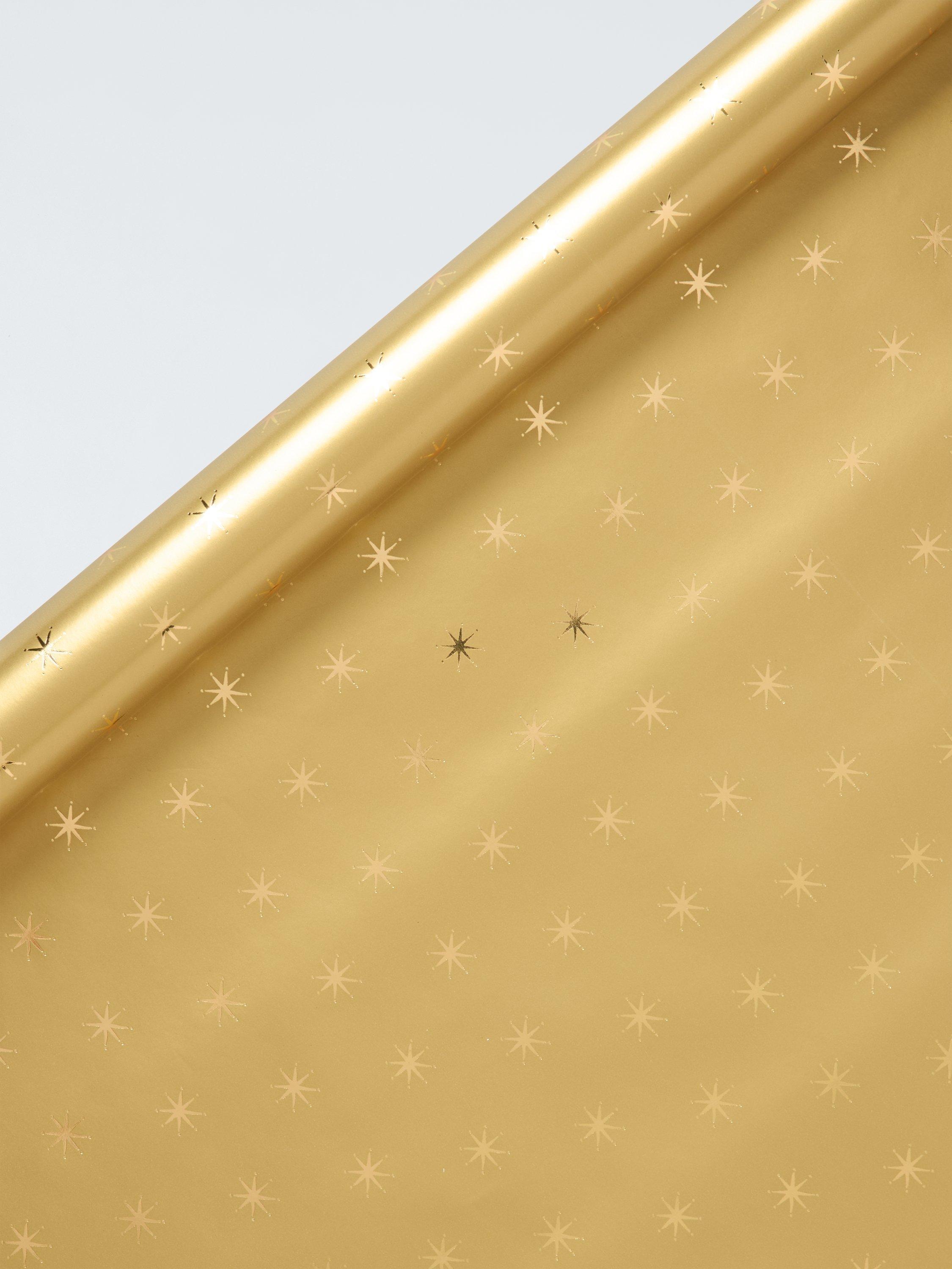 John Lewis Simple Star Foiled Wrapping Paper, L4m, Gold