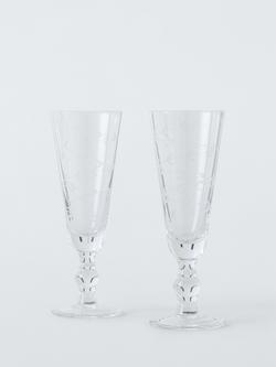 John Lewis x Sanderson Glass Champagne Flute, Set of 2, 220ml, Clear, Clear