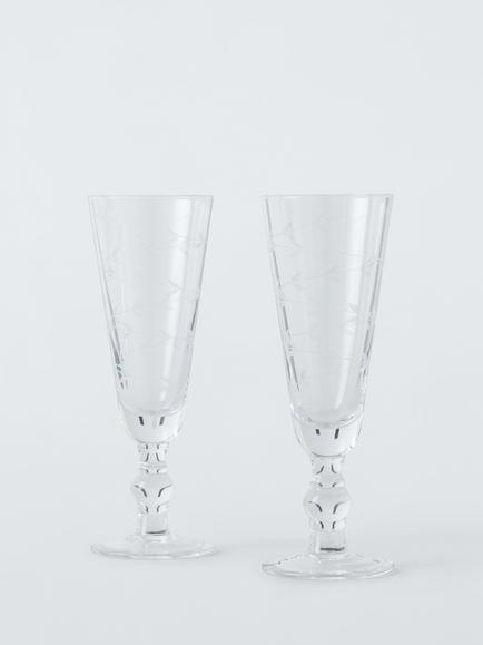 John Lewis x Sanderson Glass Champagne Flute, Set of 2, 220ml, Clear, Clear
