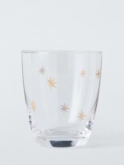 John Lewis Etched Star Glass Tumbler, 365ml, Gold/Clear, Gold Star