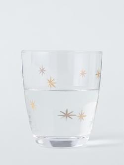John Lewis Etched Star Glass Tumbler, 365ml, Gold/Clear - view 2, Gold Star