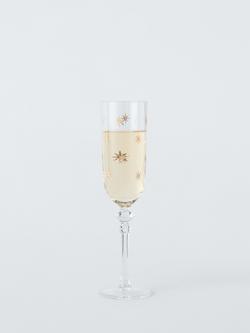 John Lewis Etched Star Glass Champagne Flute, 185ml, Gold/Clear - view 2, Gold Star