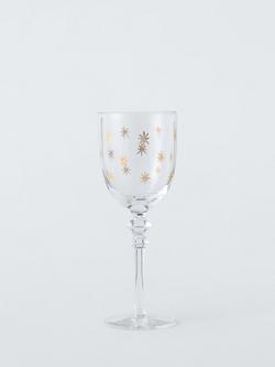 John Lewis Etched Star Wine Glass, 180ml, Gold/Clear, Gold Star