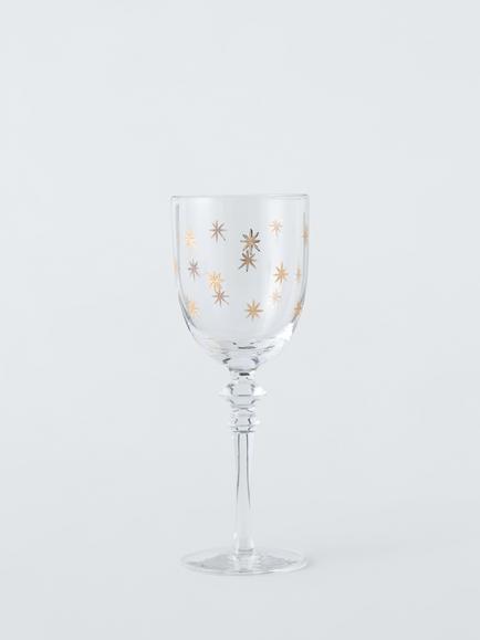 John Lewis Etched Star Wine Glass, 180ml, Gold/Clear, Gold Star