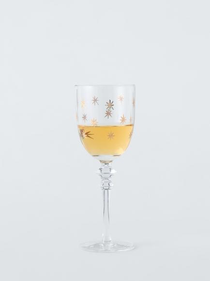 John Lewis Etched Star Wine Glass, 180ml, Gold/Clear - view 2, Gold Star