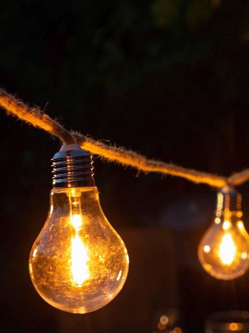 NOMA Jute Rope 10 Hanging Festoon Outdoor Bulb Lights, Warm White