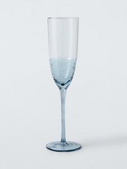 John Lewis Frosted Blue Base Glass Champagne Flute, Set of 2, 240ml - view 2, Blue Frost