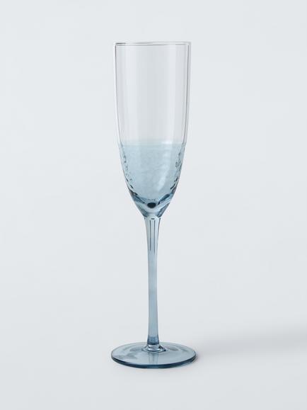John Lewis Frosted Blue Base Glass Champagne Flute, Set of 2, 240ml - view 2, Blue Frost