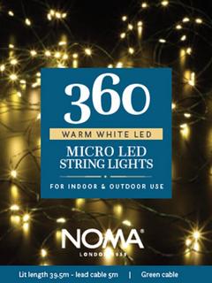 NOMA 360 Micro LED Indoor/Outdoor String Lights, Warm White