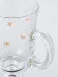 John Lewis Etched Star Mulled Wine Glass, 210ml, Gold/Clear