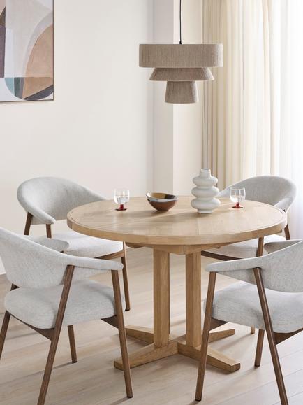 John Lewis Estate 4-6 Seater Round Extending Dining Table, Natural - view 2, Natural