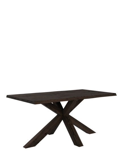 John Lewis Thornton Fixed Solid Oak Dining Table, Natural Edge, Dark Oil, Dark Oil