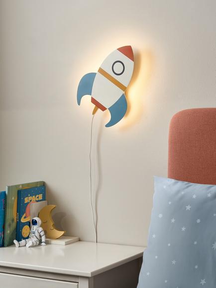 John Lewis Kids' Rocket Wall Light - view 2, Blue