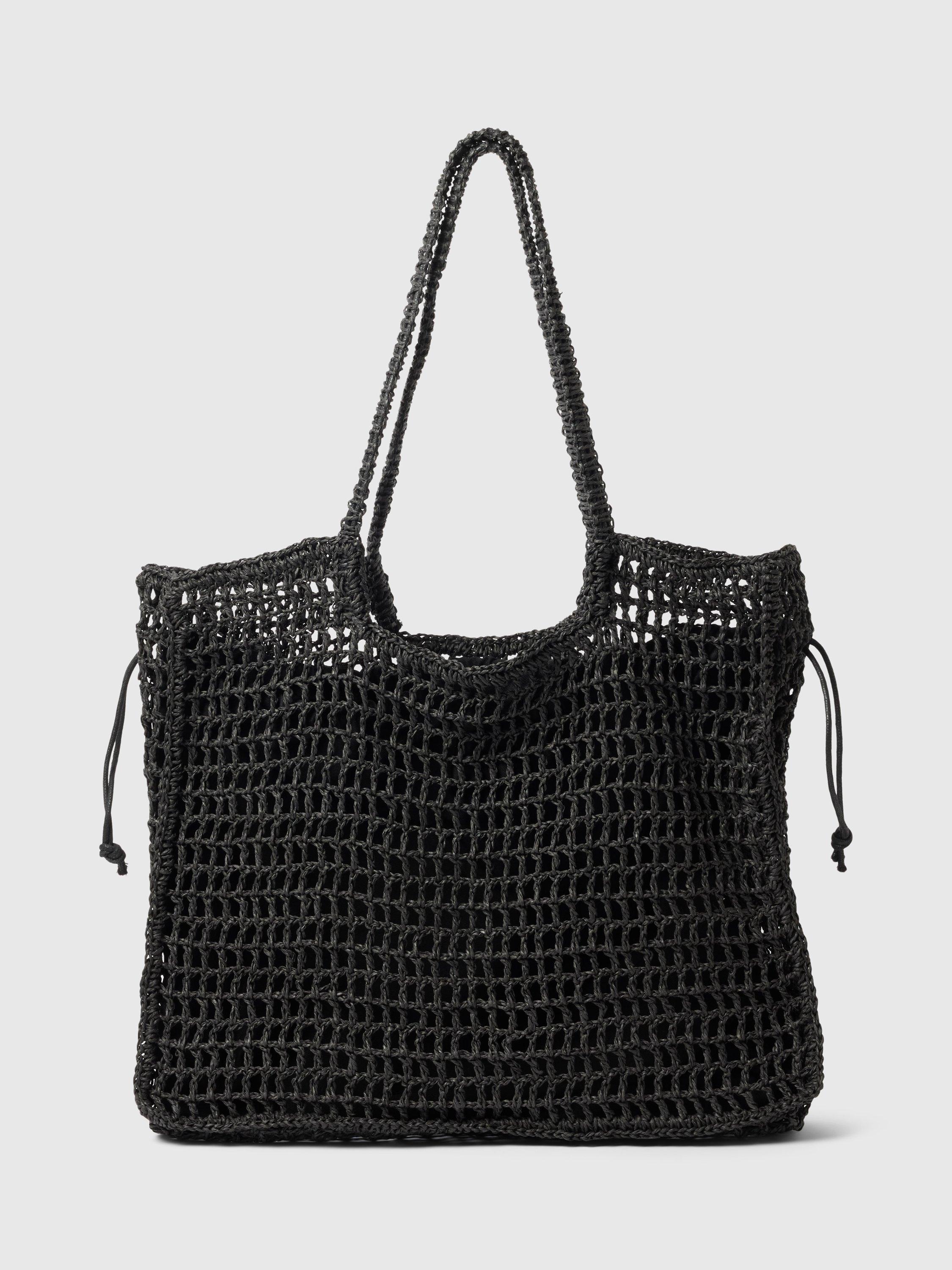 Product image 1 of 2, which shows Selected Jolu Straw Tote Bag, Black
