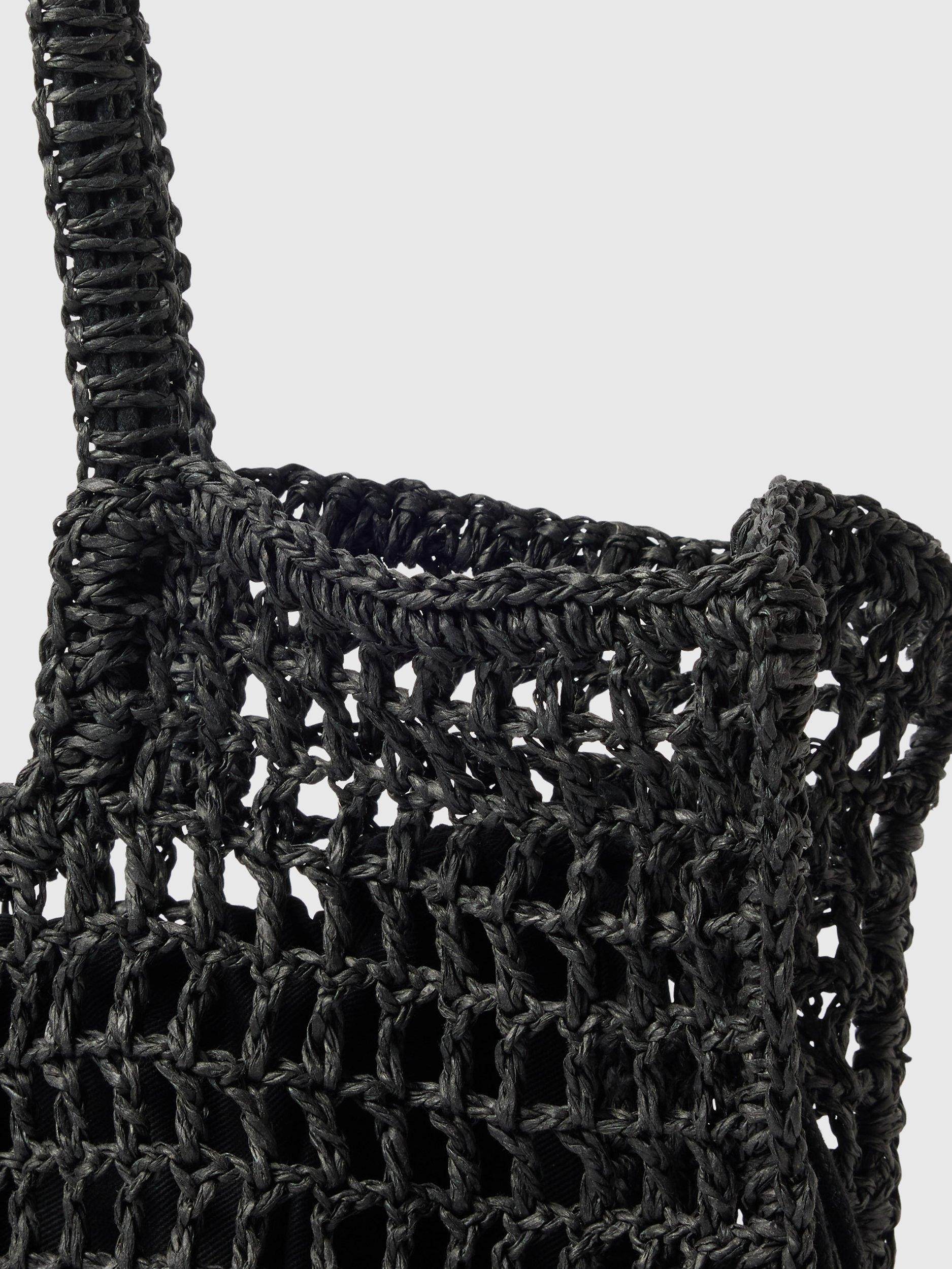 Product image 2 of 2, which shows Selected Jolu Straw Tote Bag, Black