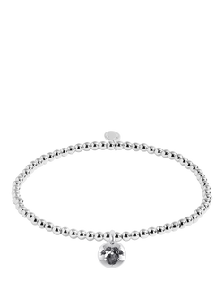 Joma Jewellery A Little Paw Print Beaded Bracelet, Silver, Silver