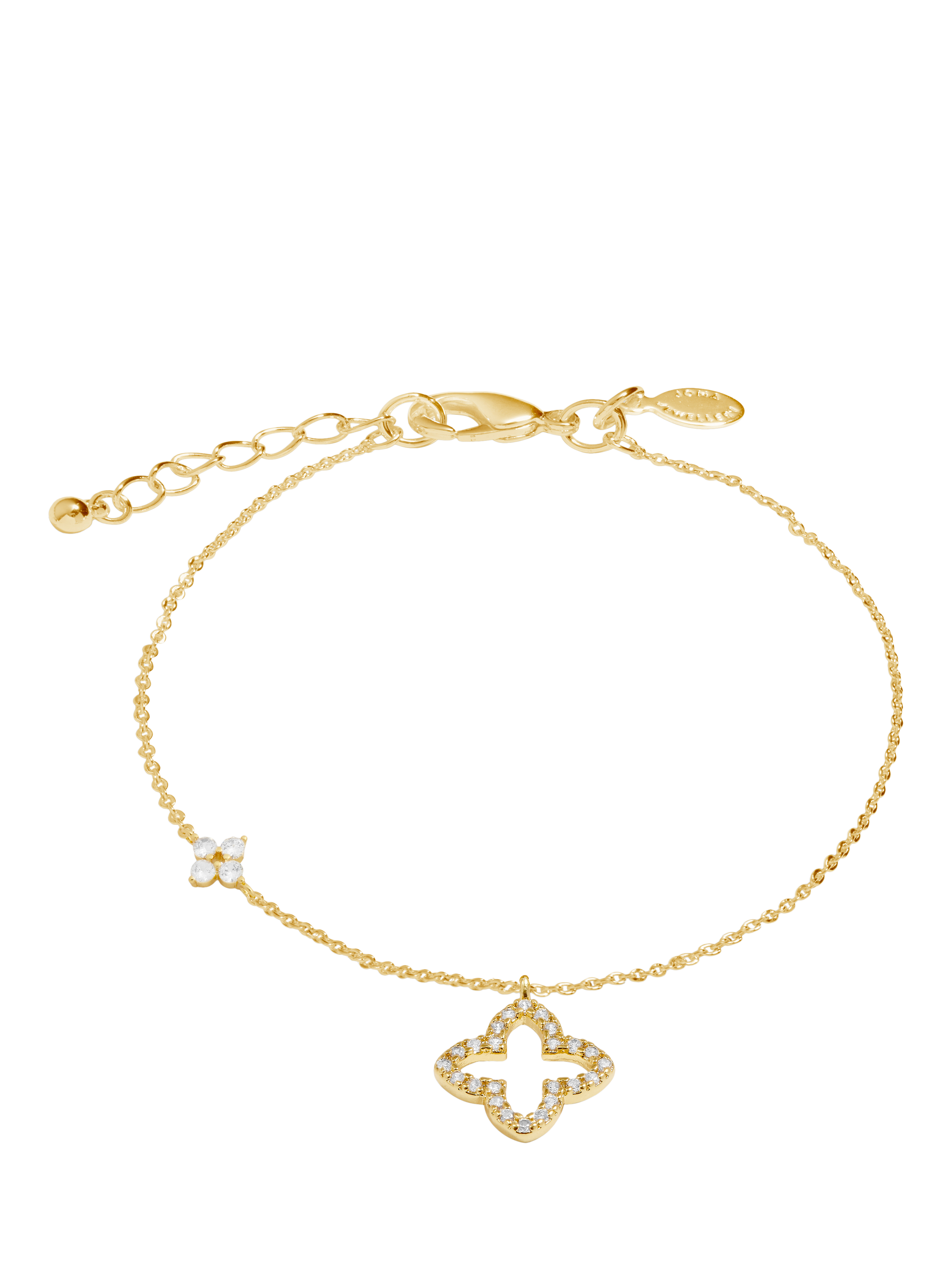 Product image 1 of 4, which shows Joma Jewellery Pave Clover Bracelet, Gold