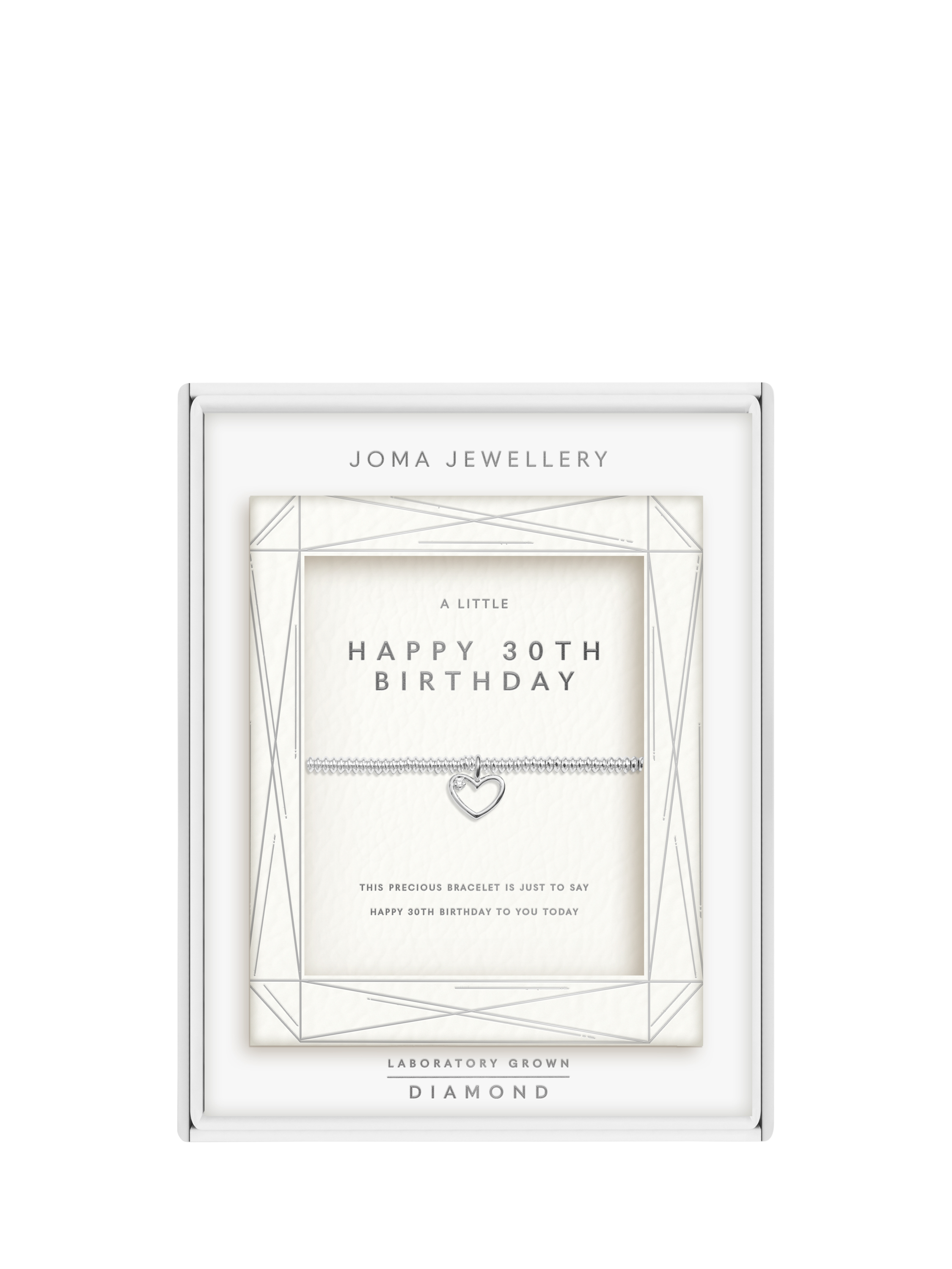 Product image 2 of 7, which shows Joma Jewellery Lab Grown Diamond A Little Happy 30th Birthday Bracelet, Silver
