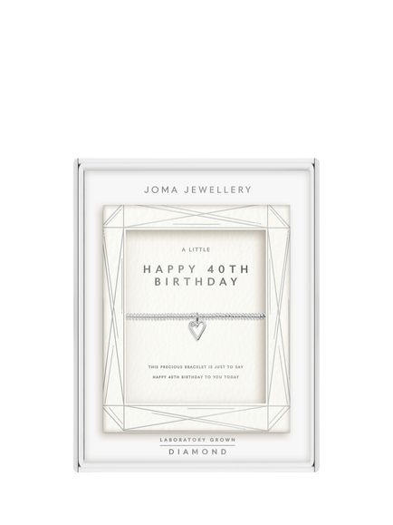 Joma Jewellery Lab Grown Diamond A Little 40th Birthday Bracelet, Silver - view 2, Silver