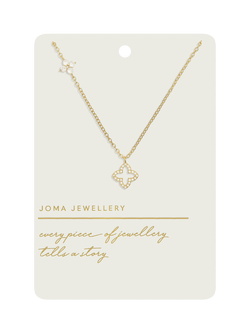 Joma Jewellery Pave Clover Necklace, Gold - view 2, Gold