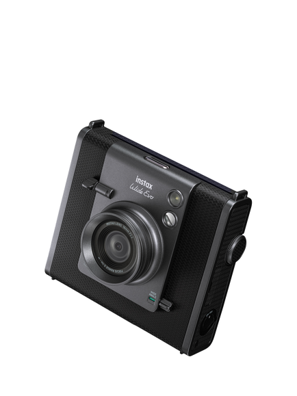 Fujifilm instax™ WIDE Evo Hybrid Instant Camera with Built-in Flash & Shoulder Strap, Black, Black