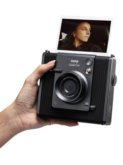 Fujifilm instax™ WIDE Evo Hybrid Instant Camera with Built-in Flash & Shoulder Strap, Black - view 2, Black