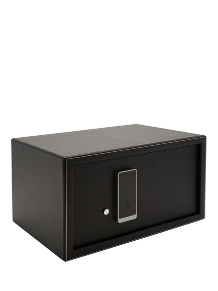 WOLF Den Vegan Leather 4 Module Watch Winder and Safe, Black - view 2, Black