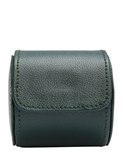WOLF British Racing Pebble Grain Leather Single Watch Roll, Green