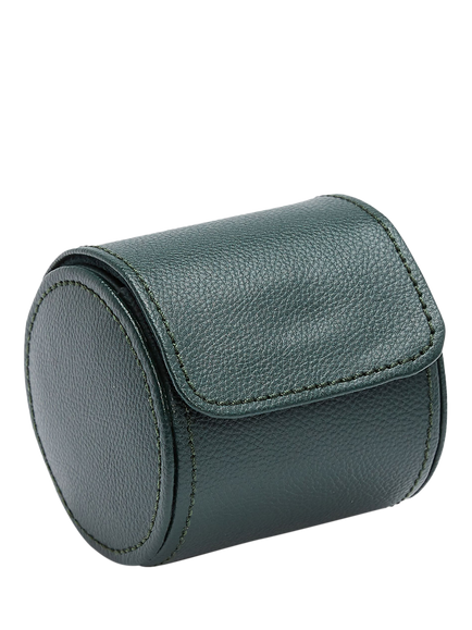WOLF British Racing Pebble Grain Leather Single Watch Roll - view 2, Green