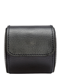 WOLF British Racing Pebble Grain Leather Single Watch Roll, Black