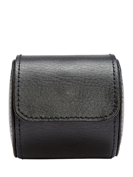 WOLF British Racing Pebble Grain Leather Single Watch Roll, Black
