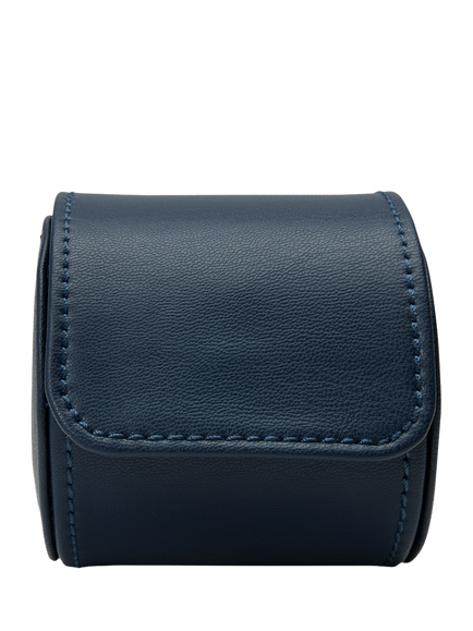 WOLF Earth Single Vegan Apple Leather Watch Roll, Midnight Blue