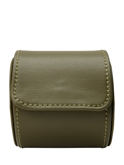 WOLF Earth Single Vegan Apple Leather Watch Roll, Olive