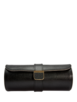 WOLF Palermo Leather Double Watch Roll, Anthracite